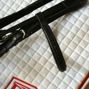 Albion KB Cabezada Sueca Charol Swarovski Negro Rienda Simple