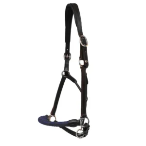 Cabezada de Cuadra de Cuero negro con muserola de Cuerda y hebillas de acero niquel Pariani