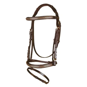 Cabezada de trabajo marrón oscuro con inserciones de Oro Rosa con riendas Pariani En línea ahora