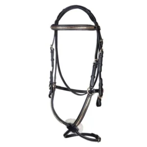 Cabezada de trabajo negro con Muserola Mejicana con inserciones de Latón con riendas Pariani Moda