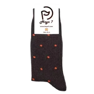 Calcetines gris marengo, topitos con bandera de España