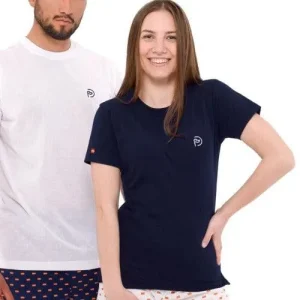Camiseta azul marino, manga corta, detalles España, mujer (Outlet)