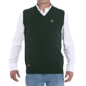 Chaleco cuello pico lana verde unisex (Outlet)