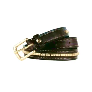 Cinturon marrón oscuro con inserciones de Latón Pariani