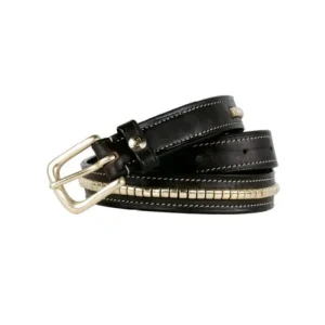 Cinturon negro con inserciones de Latón Pariani