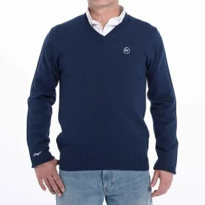 Jersey cuello pico lana azul marino, UNISEX (Outlet)