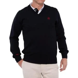 Jersey cuello pico lana azul oscuro, UNISEX (Outlet)