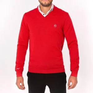 Jersey cuello pico lana rojo, UNISEX