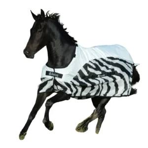 Manta antimoscas con cuello desmontable cebra Buzz-Off Rain Zebra Bucas