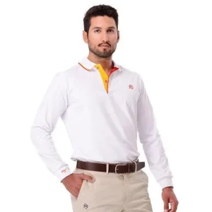 Polo de golf térmico elástico blanco, motivos España, hombre En línea