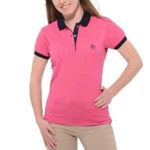 Polo técnico golf fucsia, detalles en marino, mujer Oferta