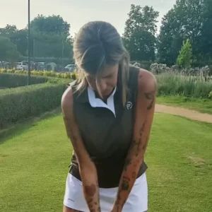 Polo técnico golf kaki, cuello camisero, mujer