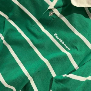 Polos Caribbean Vintage Rayas Verde/Blanco