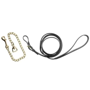 Ronzal negro de cuero con Cadena de Latón Pariani